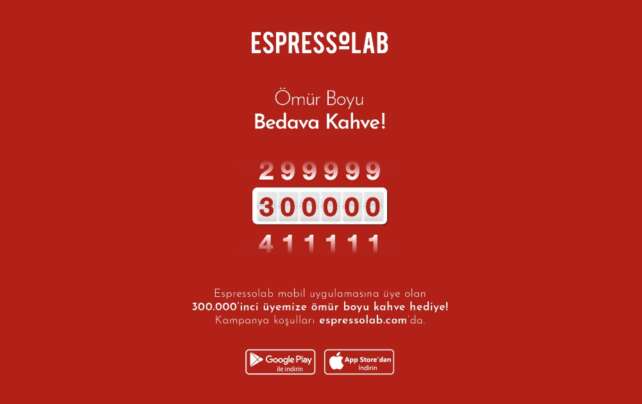 Espressolab Omur Boyu Bedava Kahve kampanyasi baslatiyor