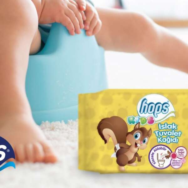Hops’tan çocukların hassas ciltlerine Kids Islak Tuvalet Kağıdı dokunuşu
