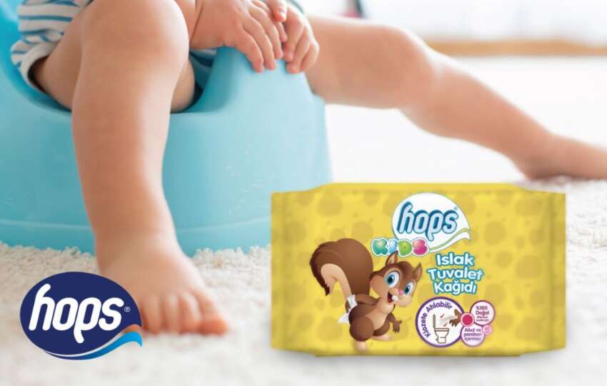 Hopstan cocuklarin hassas ciltlerine Kids Islak Tuvalet Kagidi dokunusu