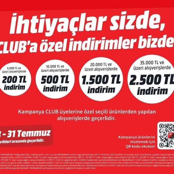 MediaMarkt’tan CLUB üyelerine özel 2.500 TL’ye varan indirim