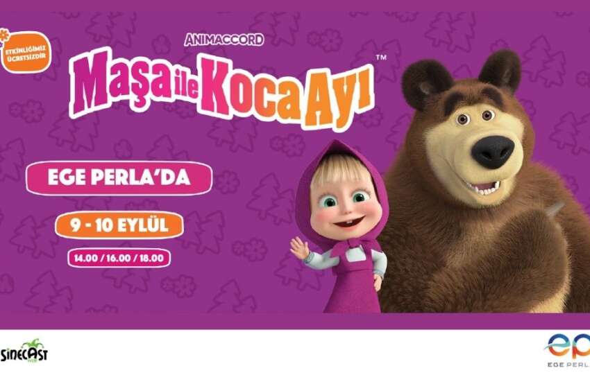 Masa ile koca ayi Ege Perlada minik ziyaretcilerini bekliyor