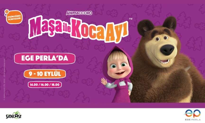 Masa ile koca ayi Ege Perlada minik ziyaretcilerini bekliyor