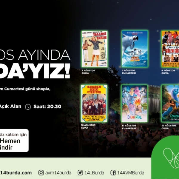 14 Burda AVM’de Ağustos ayı boyunca açıkhava sineması