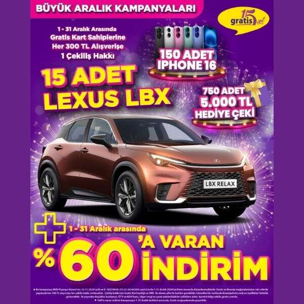 Gratis 15’inci yılında 15 kişiyi otomobil sahibi yapacak