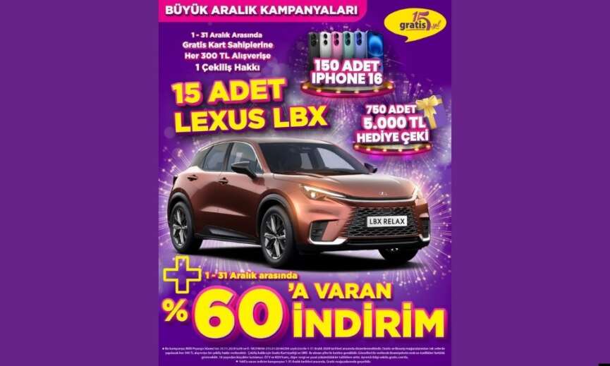 Gratis 15inci yilinda 15 kisiyi otomobil sahibi yapacak