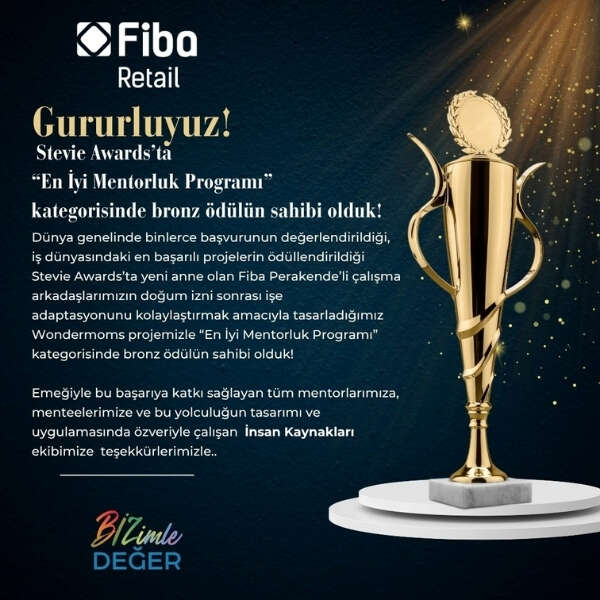 Fiba Perakende’nin “Wondermoms Mentorluk Programı” Bronz Stevie Ödülü ile Ödüllendirildi