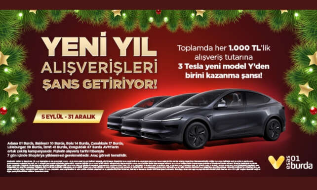 01 Burda AVMde yilbasi alisverisine 3 Tesla Model Yden birini kazanma sansi