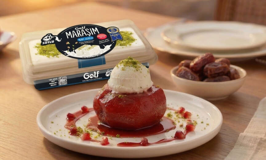 Bayramda Golf Marasim 81 sutlu dondurma ile ayva tatlisi soleni