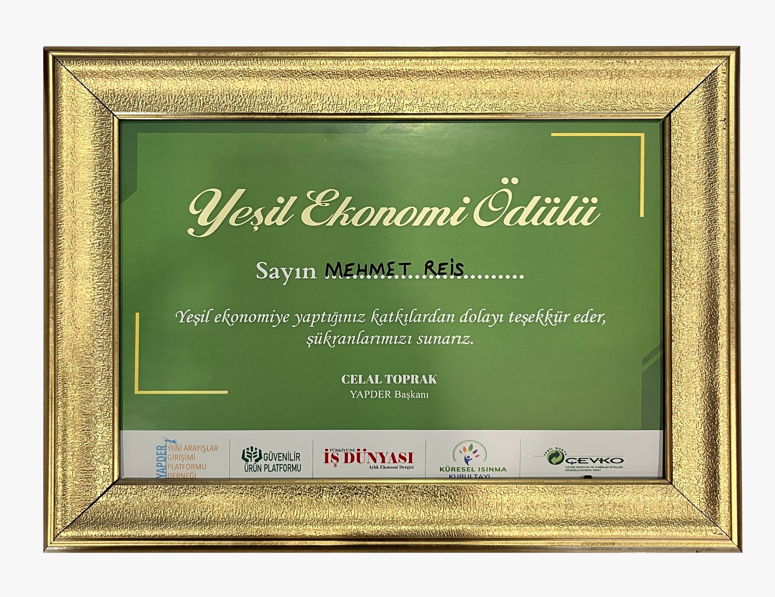 Reis Gıda’ya Yeşil Ekonomi Ödülü 1 yesil ekonomi odulu 2026