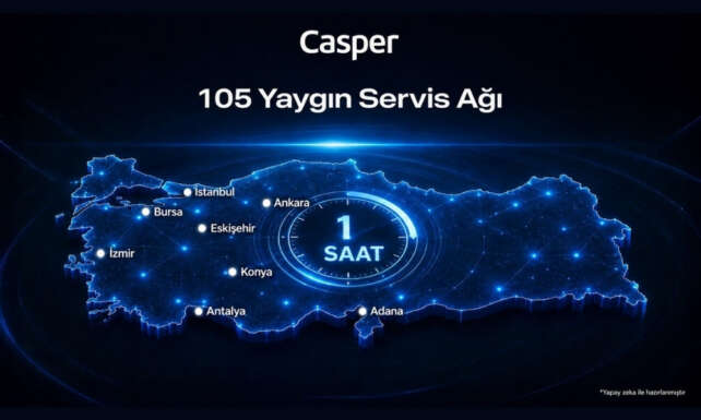 Casper 105 servis noktasiyla Turkiye genelinde hizmet veriyor