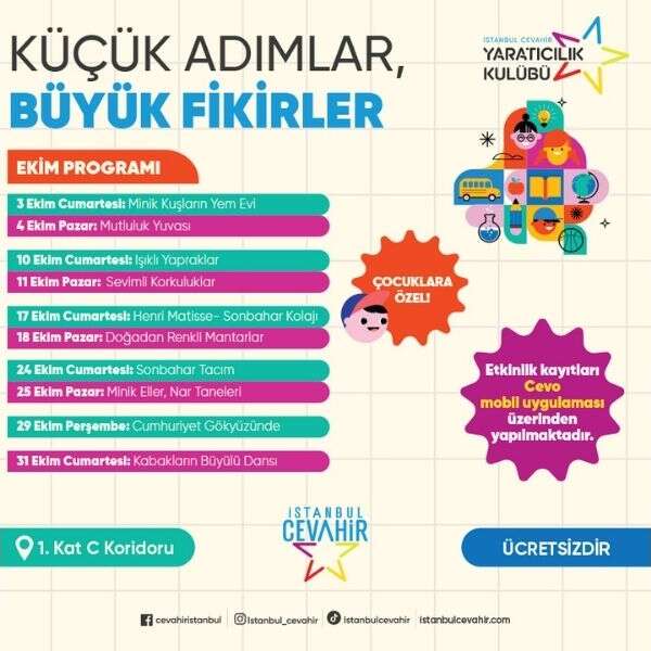 İstanbul Cevahir’de Yaratıcılık Kulübü Ekim Ayında da Çocuklarla Buluşuyor